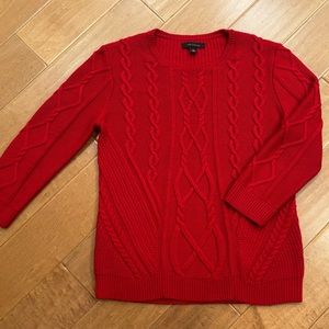 Ann Taylor Cable Knit Red Sweater Size Medium